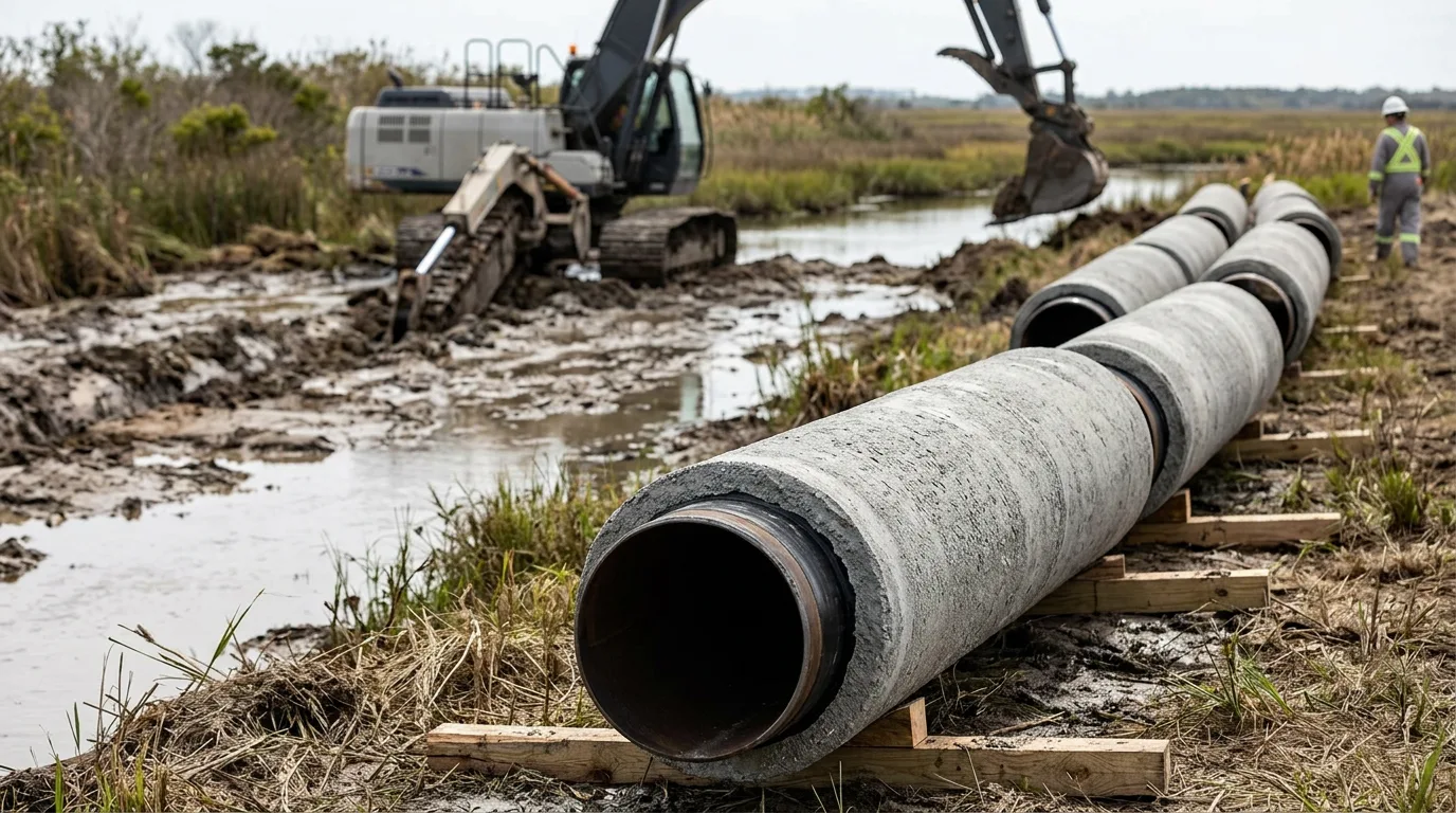 Pipeline Buoyancy Control and Trenching Methods for Coastal and Wetland Crossings