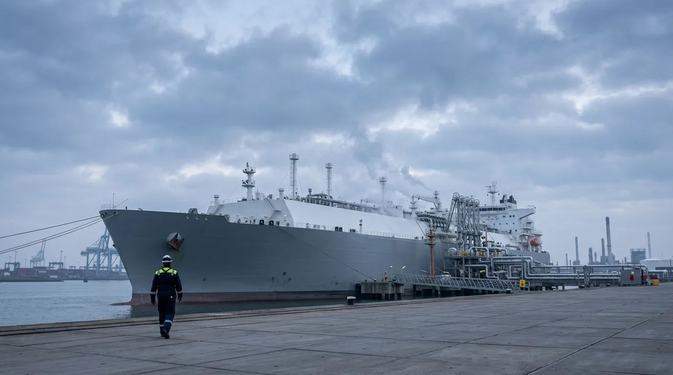 Stade-bound FSRU cools down LNG tanks in Rotterdam